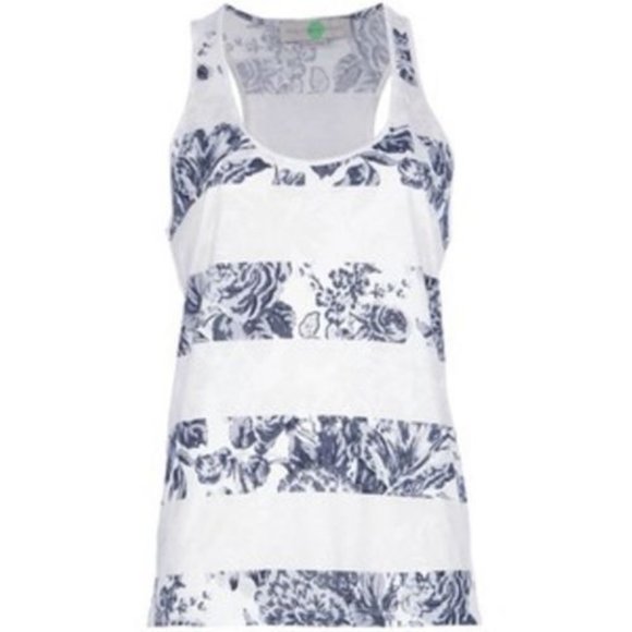 STELLA McCARTNEY Racerback TANK Top FLORAL White - Picture 1 of 1